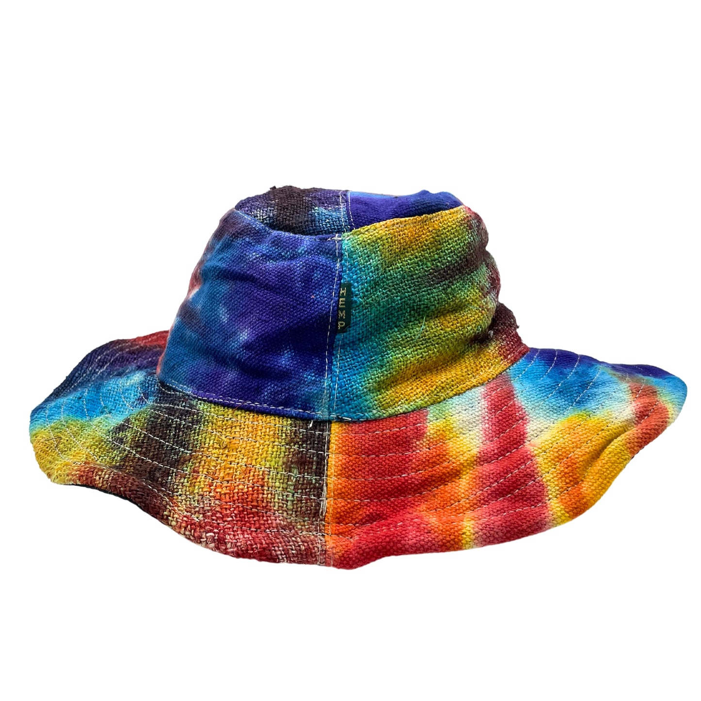 Boho festival sombrero made of cotton and cotton with patches and hoops - Tiedye