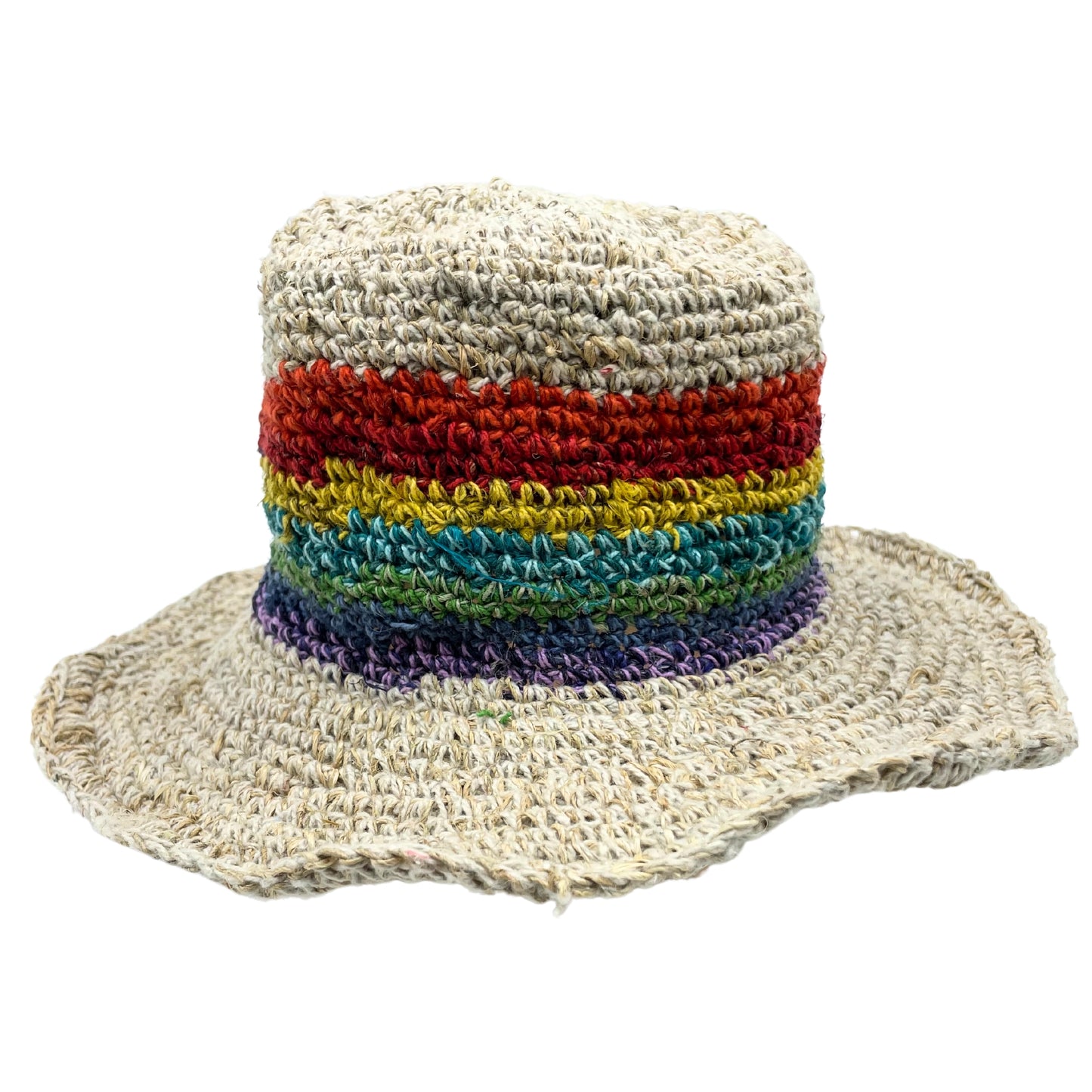 Handwoven boho cotton and cotton festival sombrero - Arco Iris