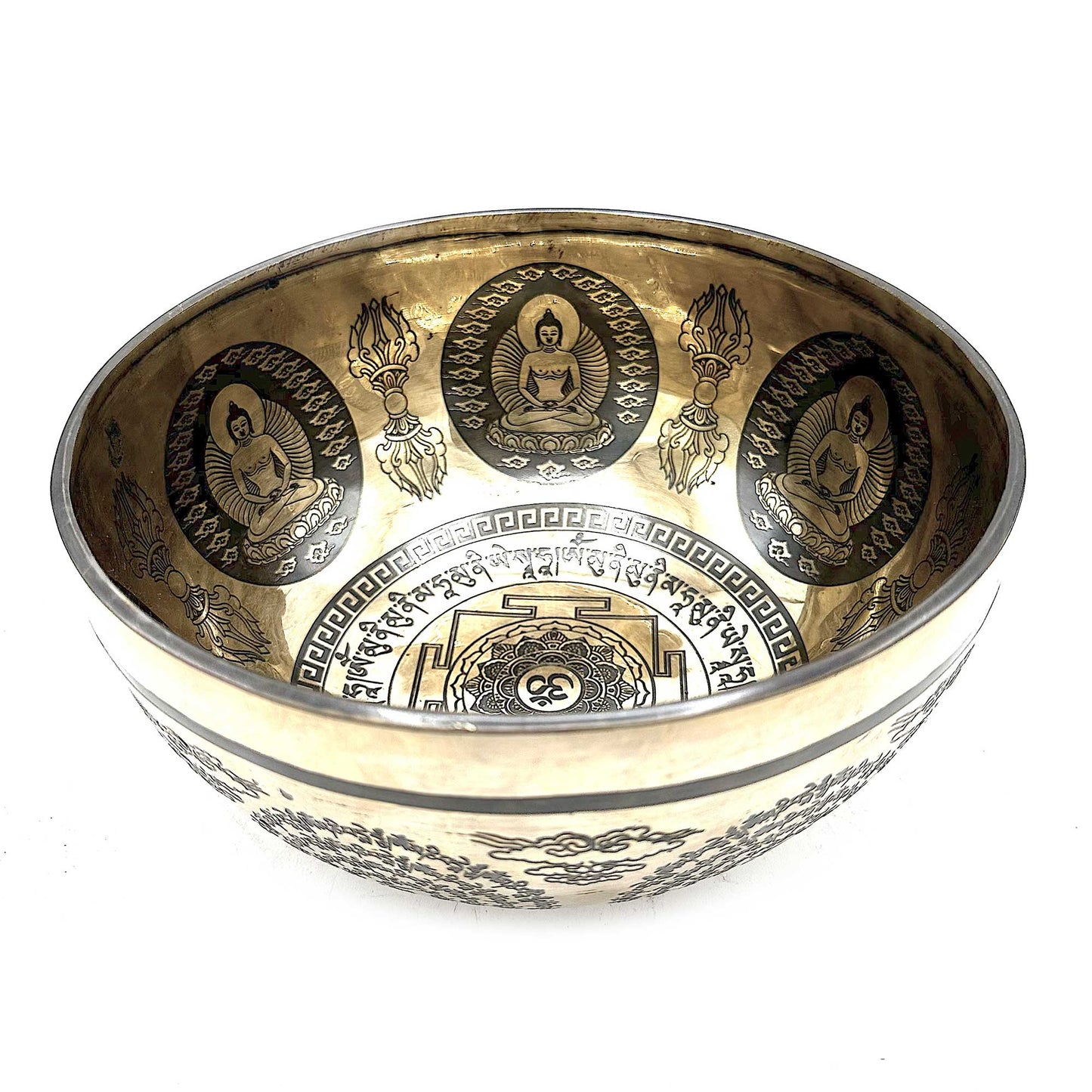 Tibetan Cuenco Engraved Bandage - 21cm - Om and Buda