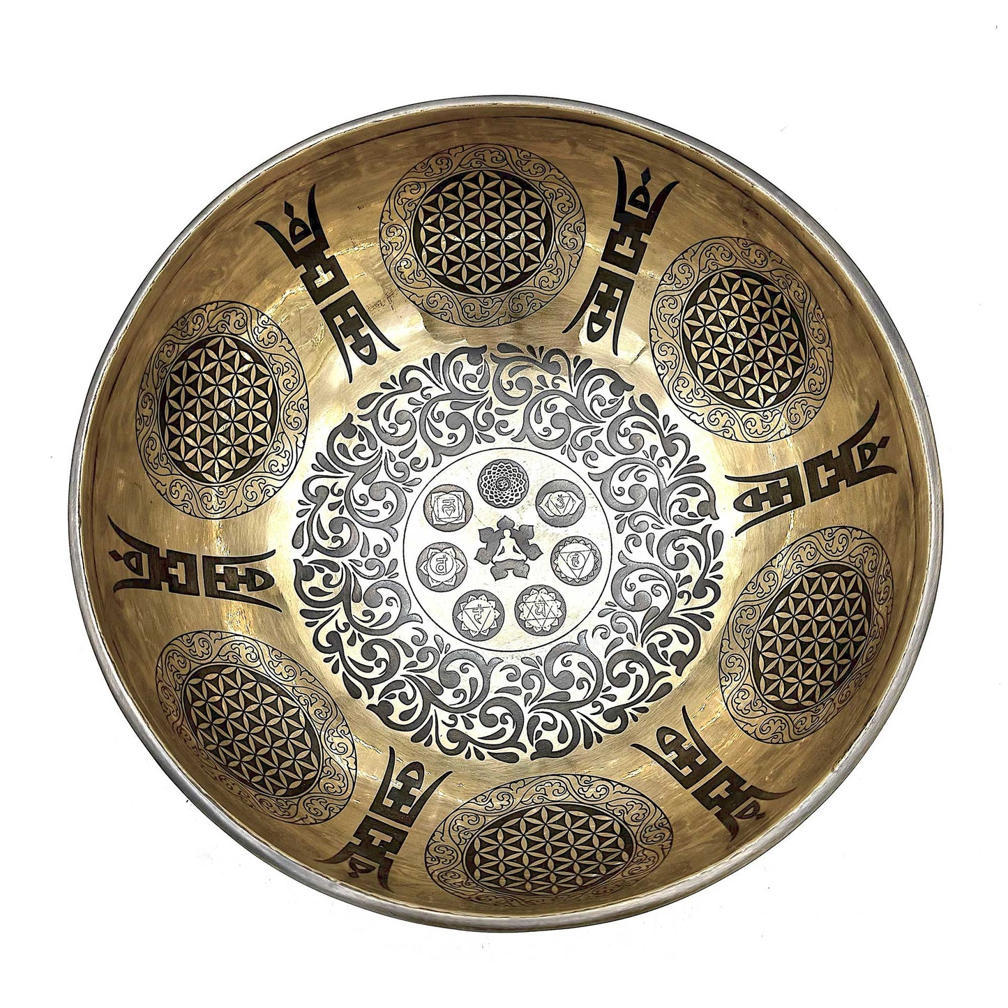 Tibetan Cuenco Engraved Bandage - 21cm - 7 Chakras and Flower of Life