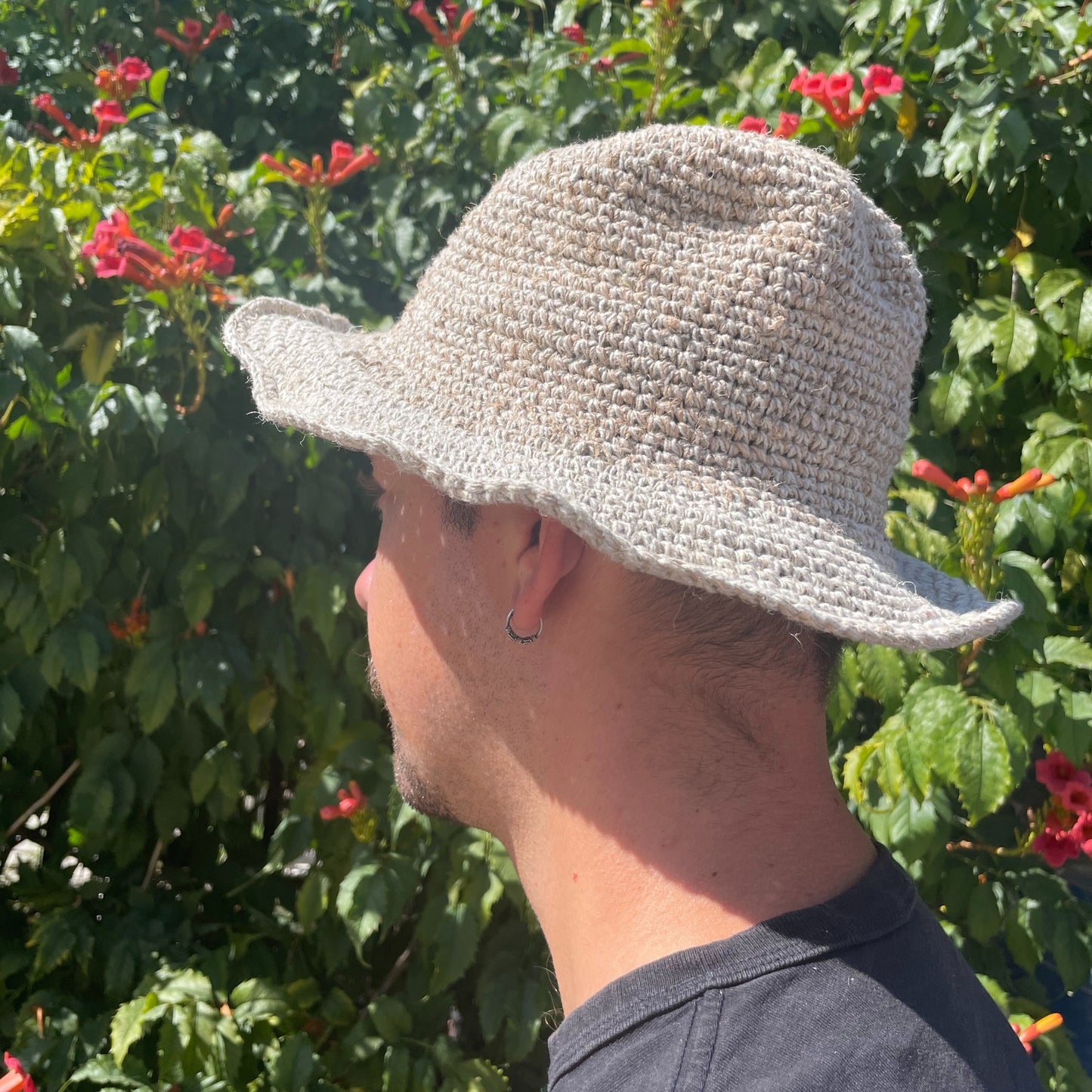 Handwoven boho cotton and cotton festival sombrero - Natural