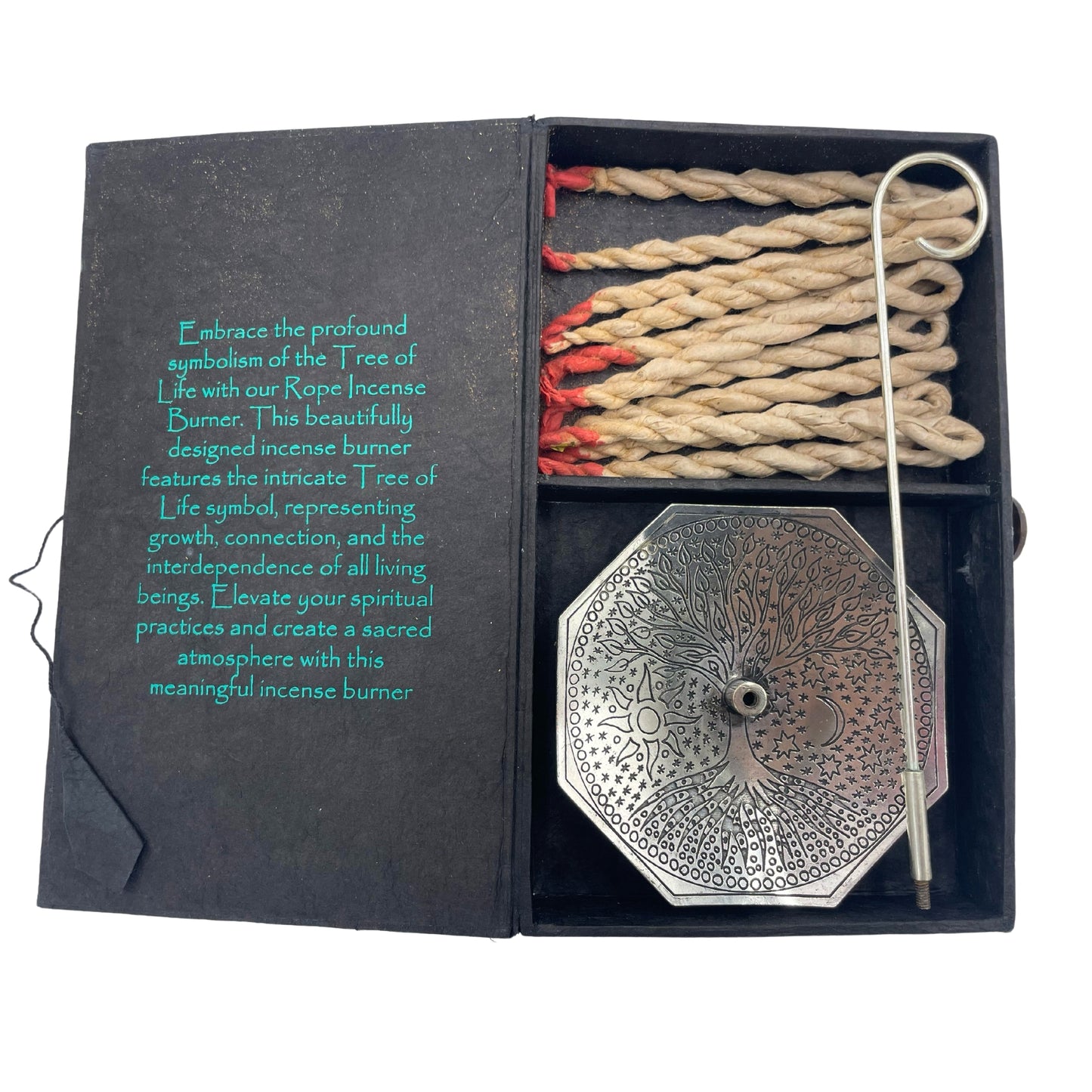 Leather Incense Set and Plated Incense Holder - Árbol de la Vida