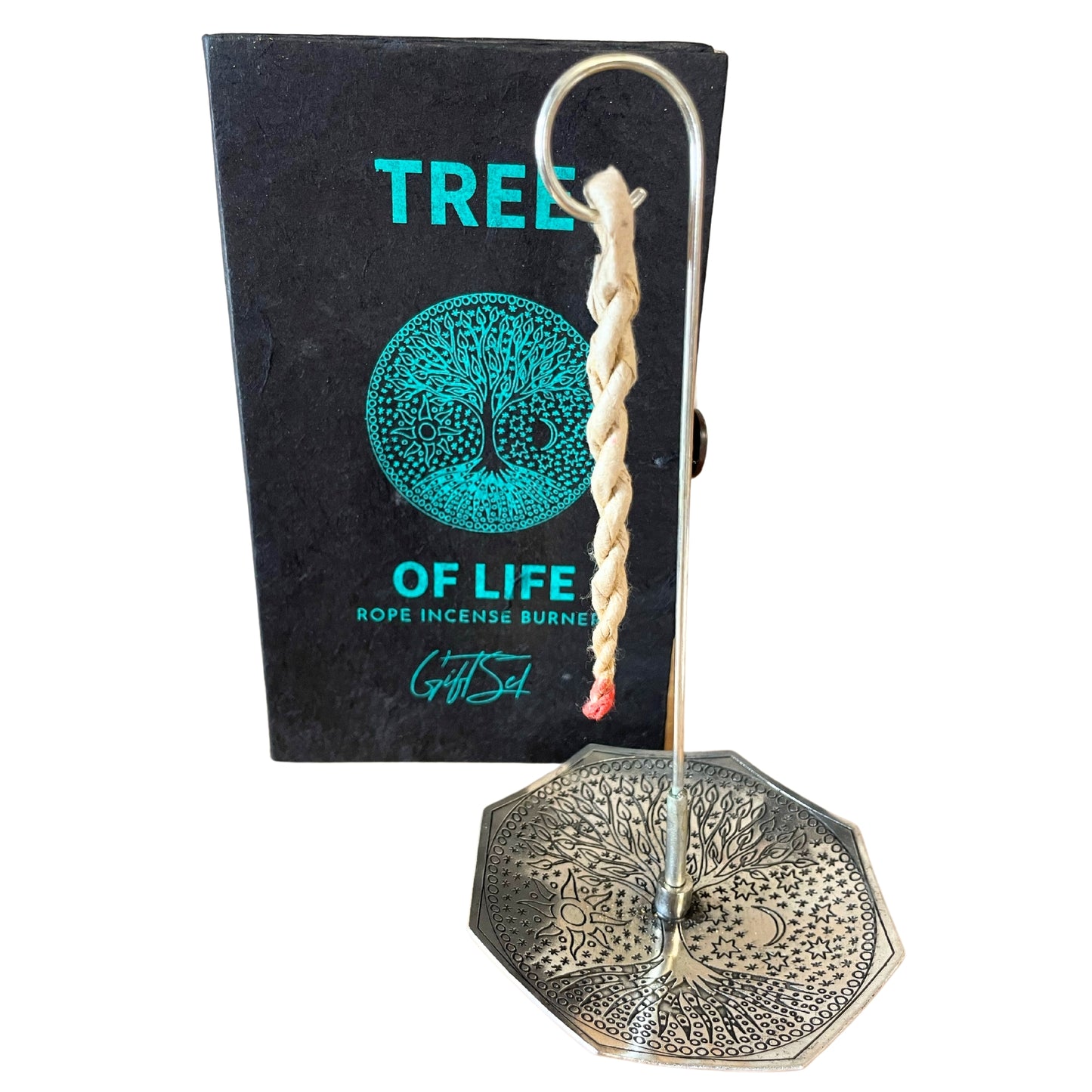 Leather Incense Set and Plated Incense Holder - Árbol de la Vida