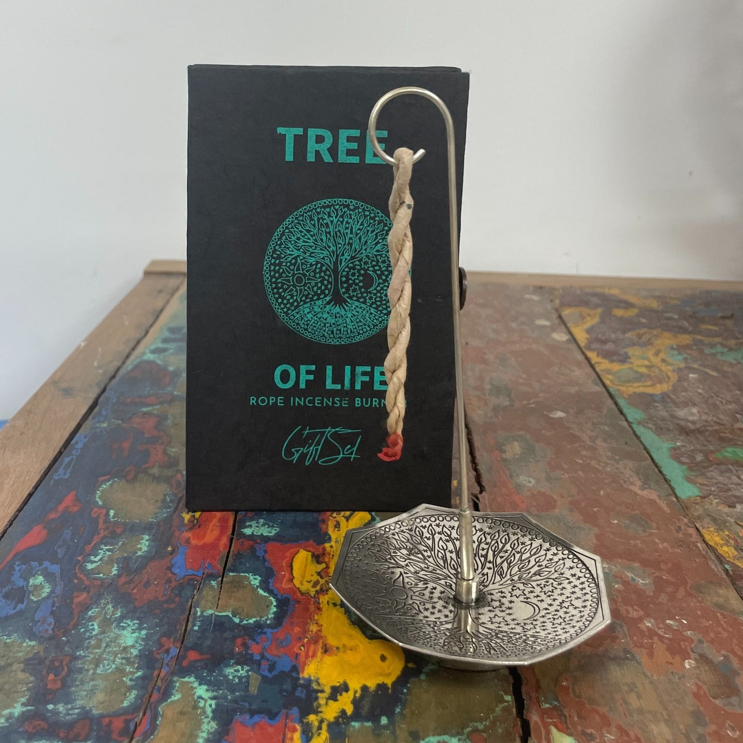 Leather Incense Set and Plated Incense Holder - Árbol de la Vida