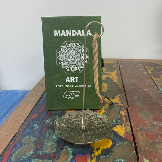 Leather Incense Game and Plated Incense Holder - Mandala Flower