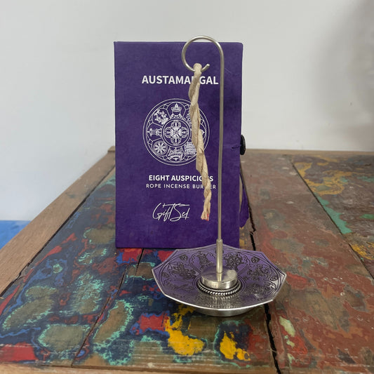 Leather Incense Set and Plated Incense Holder - Astamangal