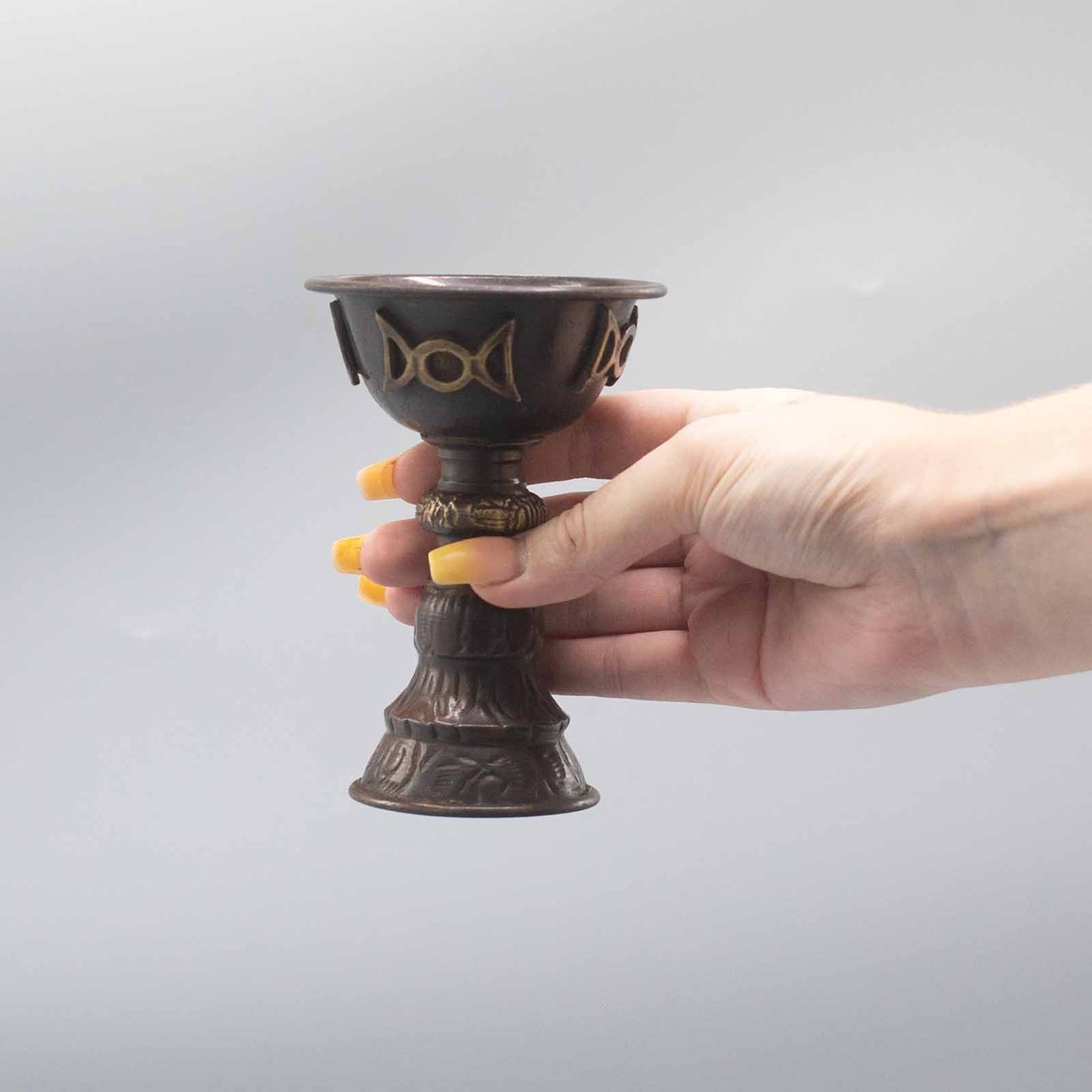 Antique Copper Ritual Cup with Triple Luna 8x13cm