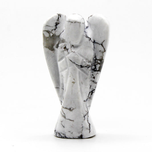 Handcrafted precious stone angel - white Howlite