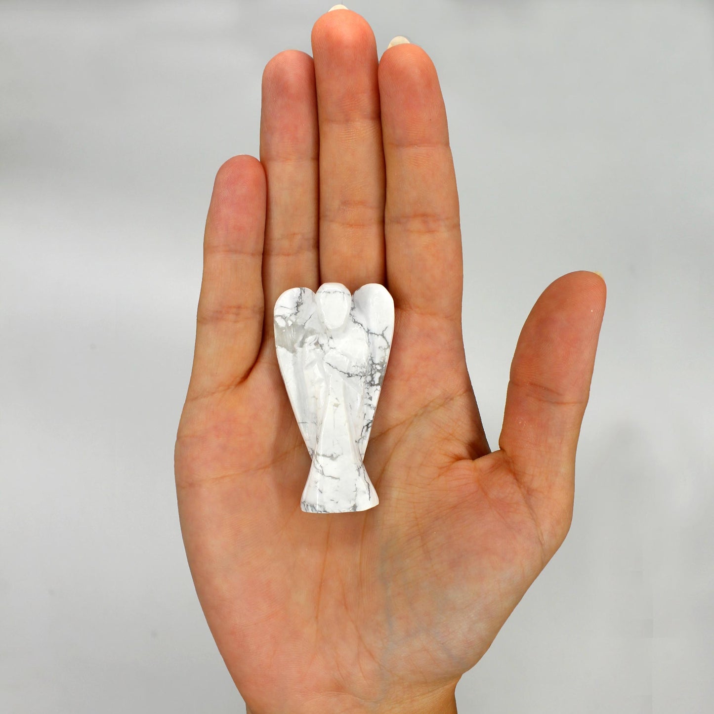 Handcrafted precious stone angel - white Howlite