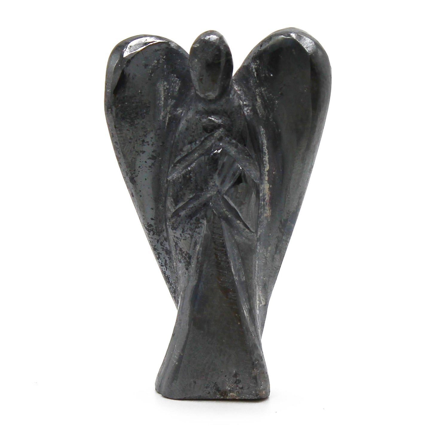 Hand carved precious stone angel - Hematita