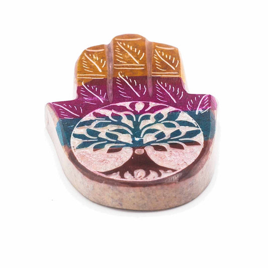 Porte-encens Stéatite Hamsa 9x6cm - Árbol de la Vida