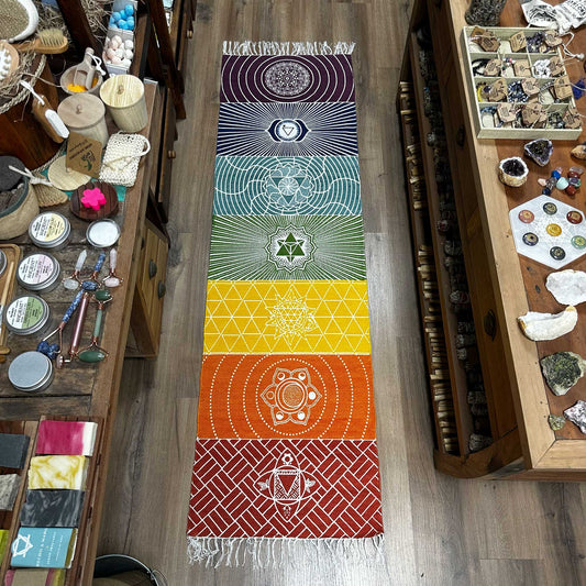 Alfombra de Yoga 100% Algodón - 60x200cm - 7 Chakras