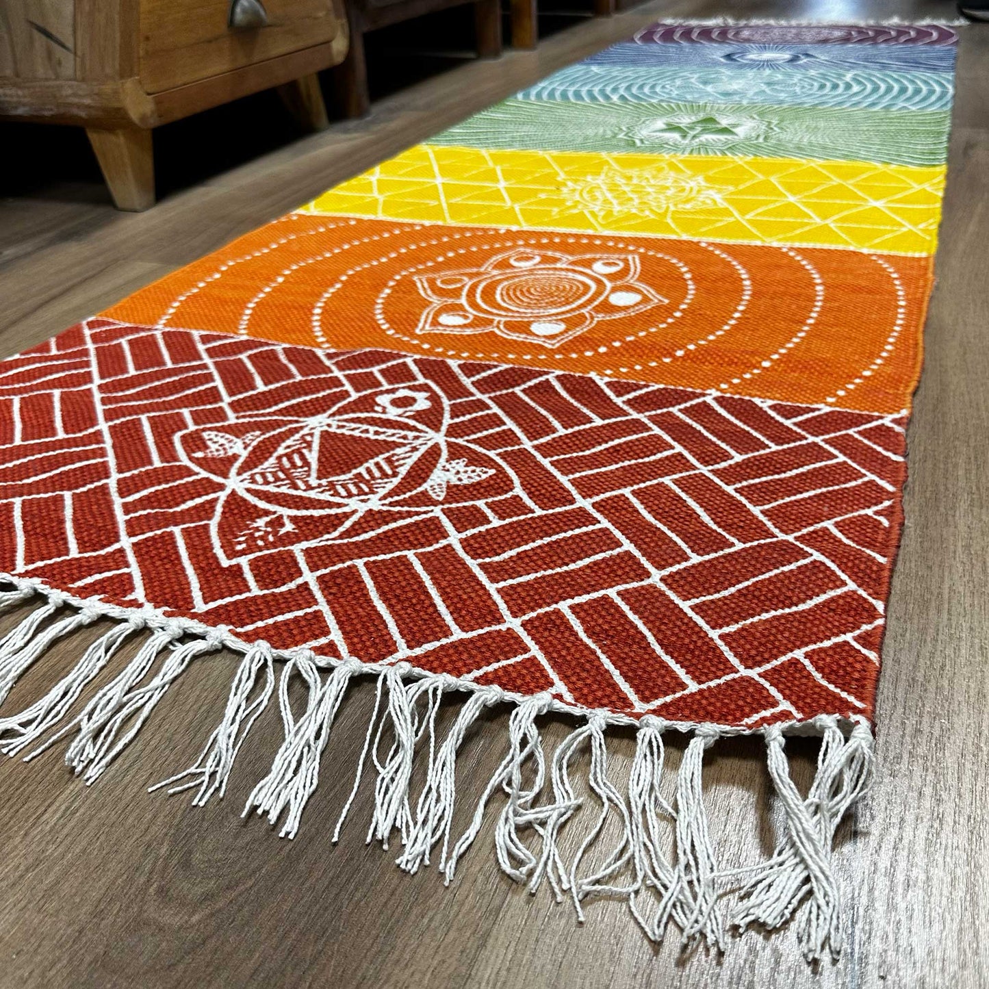 Alfombra de Yoga 100% Algodón - 60x200cm - 7 Chakras