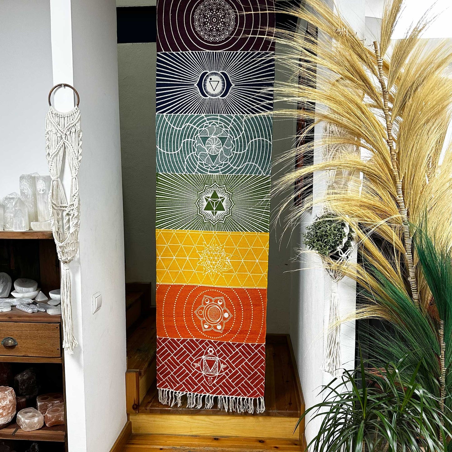 Tapis de Yoga 100% Coton - 60x200cm - 7 Chakras