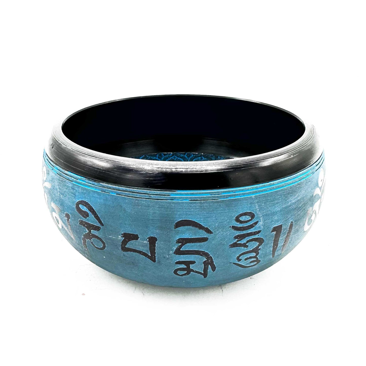 Cuenco tibetano Earth Powder - Cinco Budas Mantra Azul - 16 cm