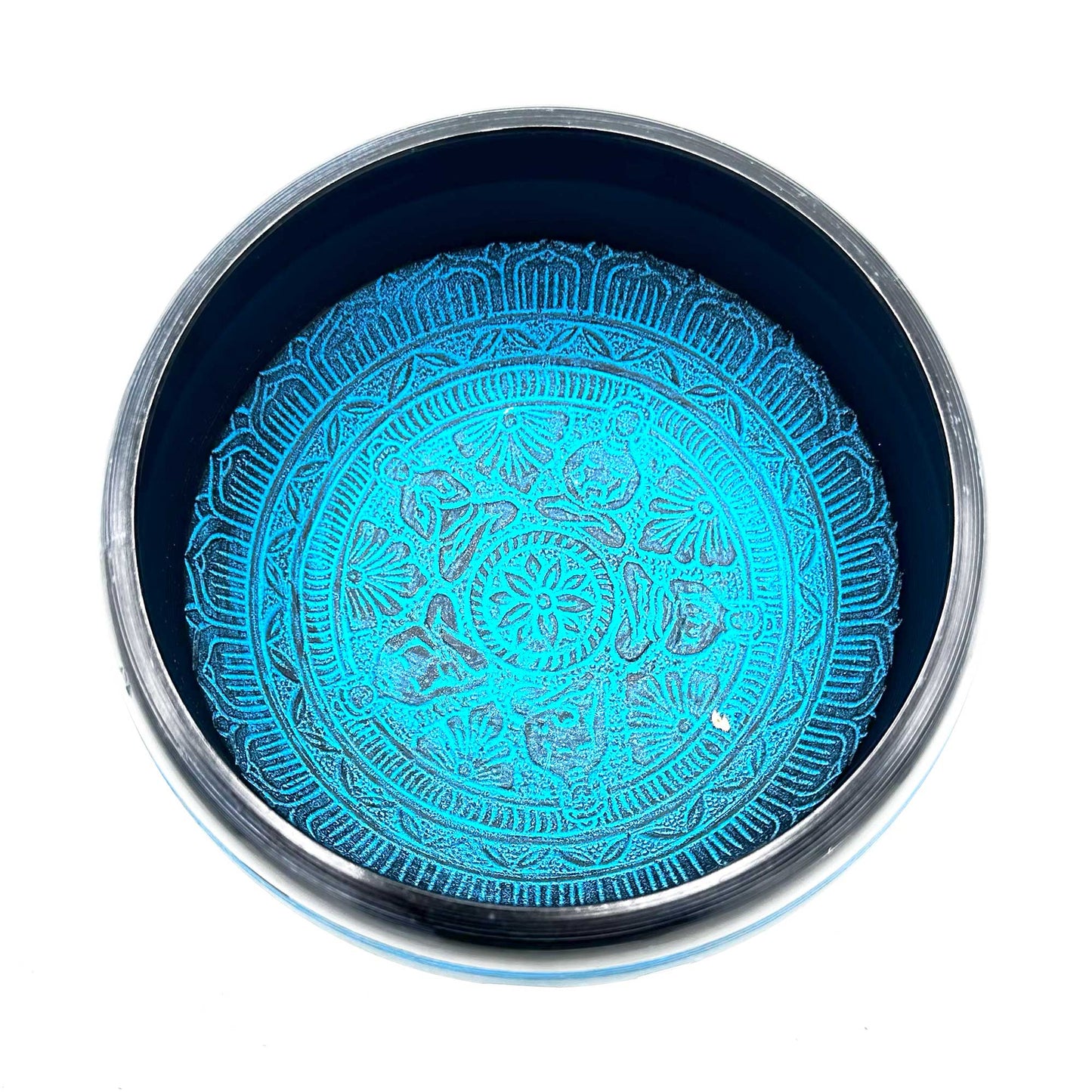 Earth Powder Tibetan Cuenco - Five Buddhas Mantra Blue - 16 cm