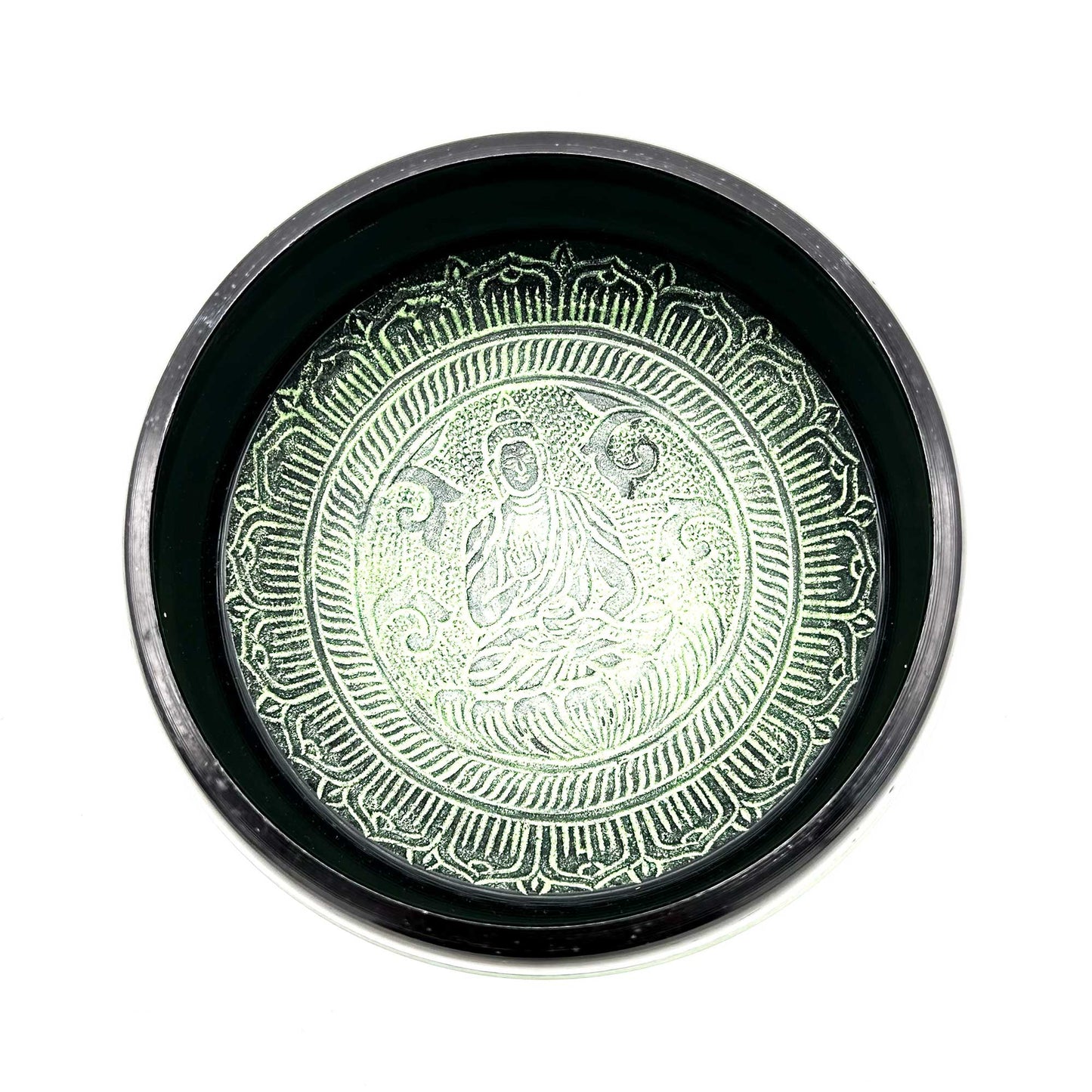 Cuenco tibétain en pieuvre en bois - Bouddha Mandala - 16 cm