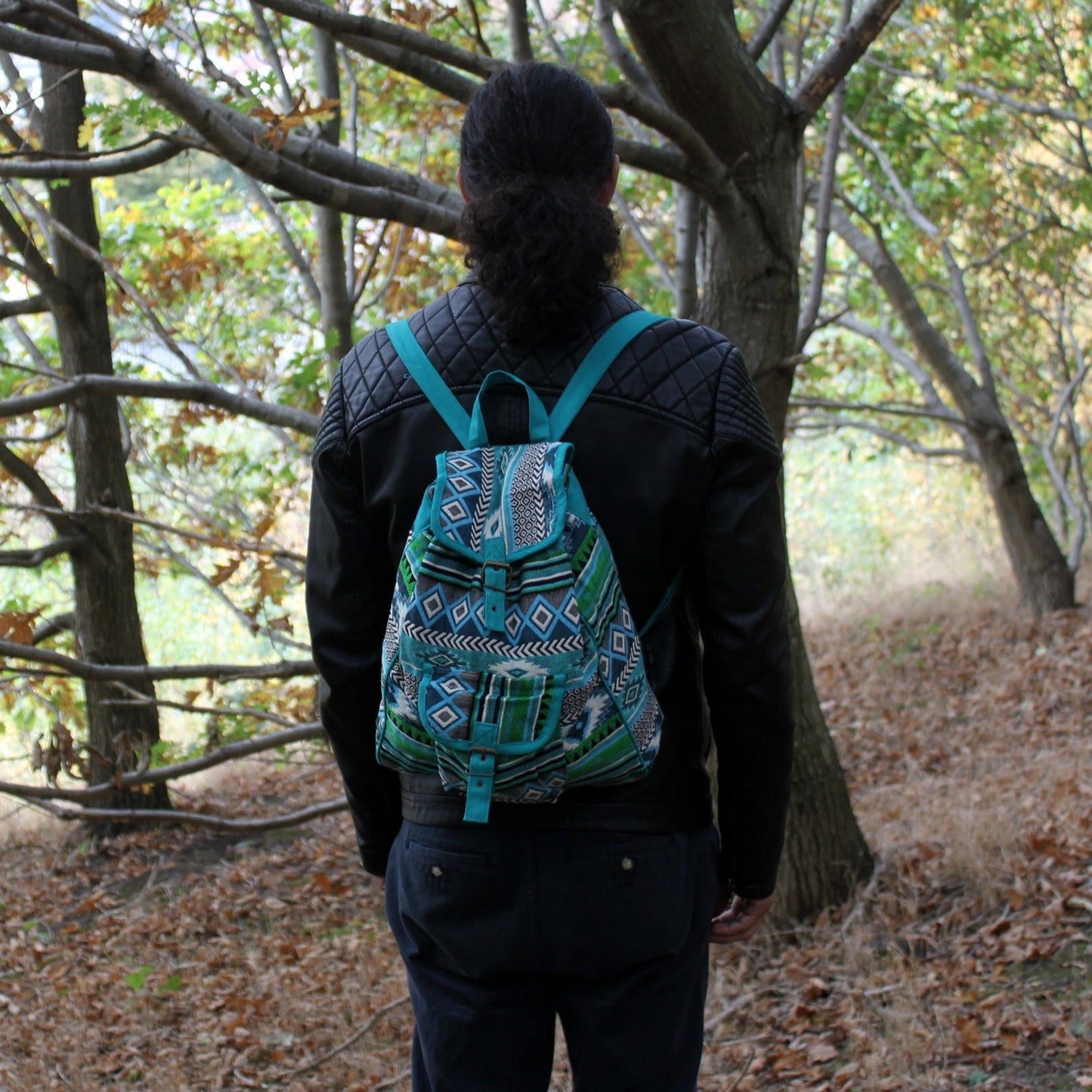 Jacquard Fabric - Teal Backpack