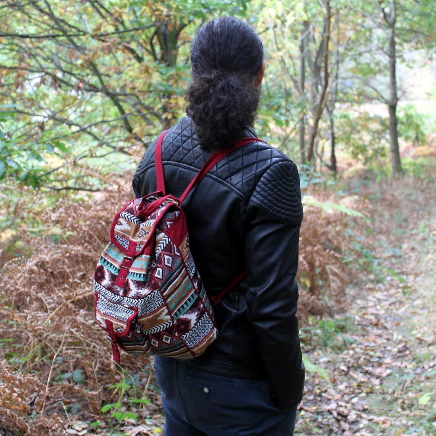 Jacquard Fabric - Chocolate Backpack