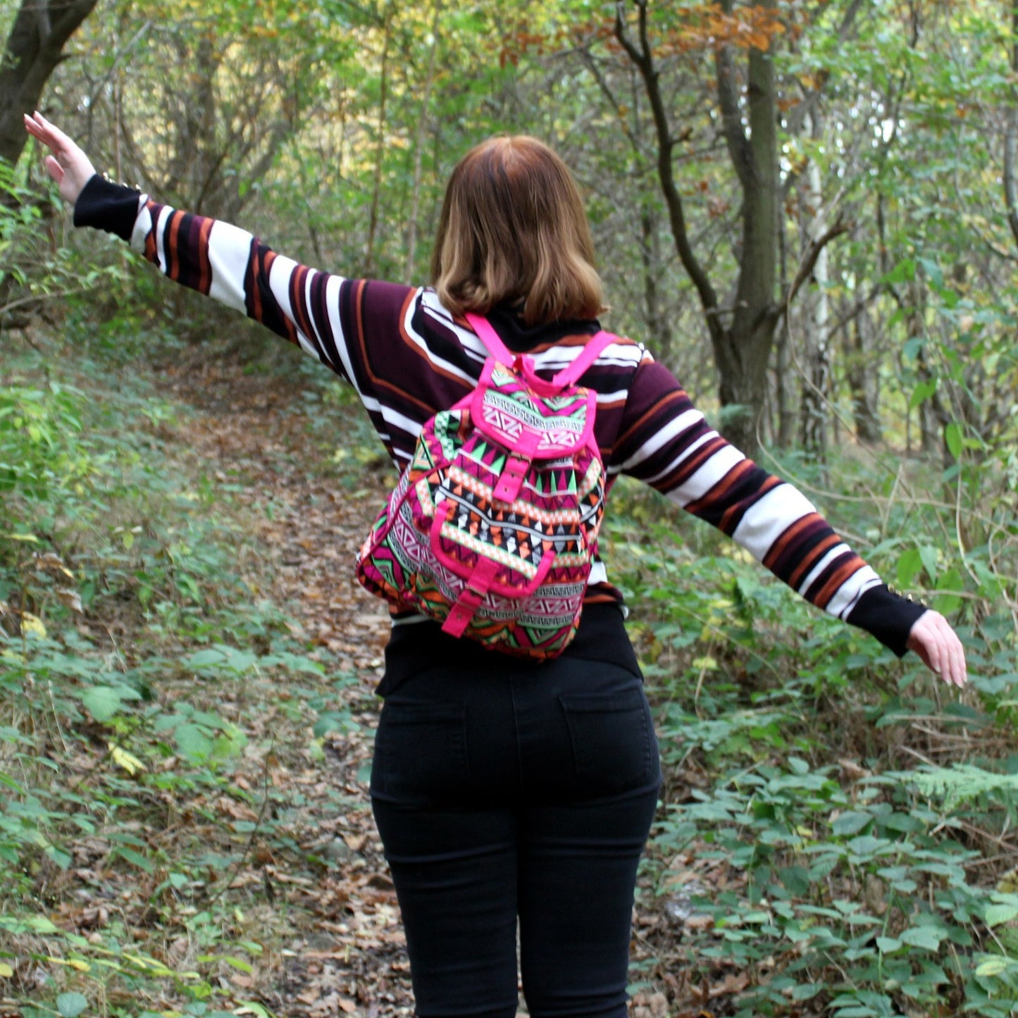 Jacquard Fabric - Pink Backpack